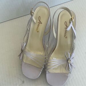 Annie Clear Heel Lavender Sling Back Size 7M